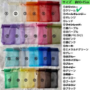 オーガンジー巾着袋 約10×15cm クリーム 20枚セット ラッピング サシェ フラワー・ライスシャワー ばらまき 推しカラー