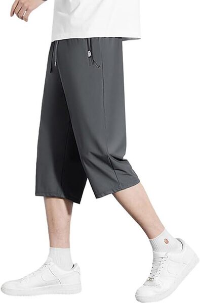 メンズ サルエルパンツ 夏 7分丈 ハーフパンツ 無地 ゆったり 薄手 3XL
