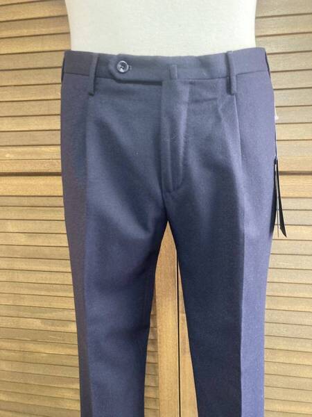 新品 インコテックス(伊) 秋冬定番ウールパンツ50 ネイビー フランネル素材 スーパー100s 定価5万円
