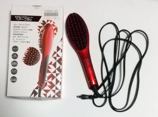 セラミックストレートヘアブラシ レッド 赤