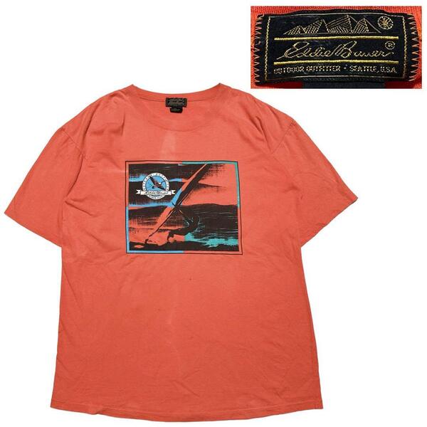 【訳あり品】90s エディーバウアー ヴィンテージ Tシャツ 黒タグ USA製