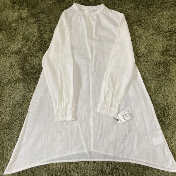 ロングシャツ ワンピ M アイボリー