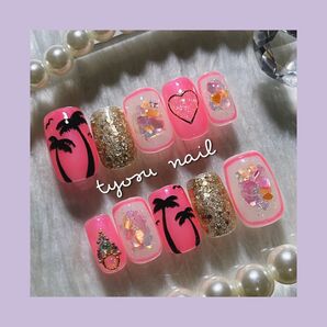 『No.27』夏ヤシの木ネイル ネオンネイル