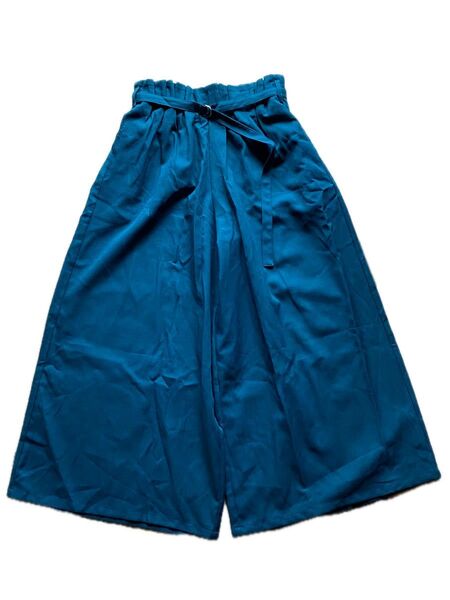 ガウチョ パンツ レディース くすみカラー ワイド ゆったり ベルト