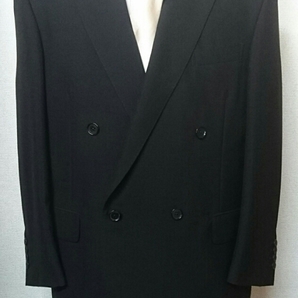 MIYUKI PLANZA〈在庫処分〉合夏物ダブル ブラックスーツ BB3 略礼服/黒/背ぬき 紳士服 ☆日本製☆ ステッチ入り ミユキ 4つボタン1つ掛け