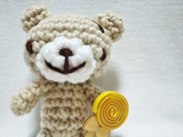 *room 183*Amigurumi*Locking candy bear (left)*Handmade*Handmade*Ball chain*, toy, game, stuffed toy, Amigurumi