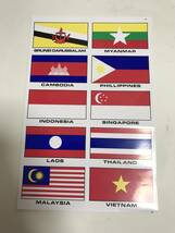 *送料無料 防水 PVC製 アセアン 国旗 ステッカー セット 東南アジア諸国連合 ナショナル フラッグ 屋内外 兼用 TS-119_画像4