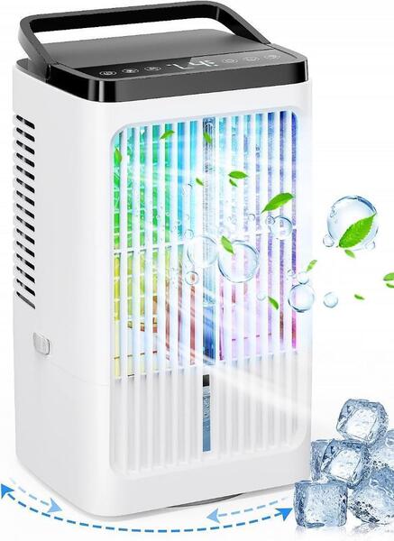 冷風機 冷風扇 【冷却アップグレード 加湿機能】小型 強 加湿冷却 省エネ 静音 冷風 ミニクーラー ミニエアコン 自動首振り ナイトライト