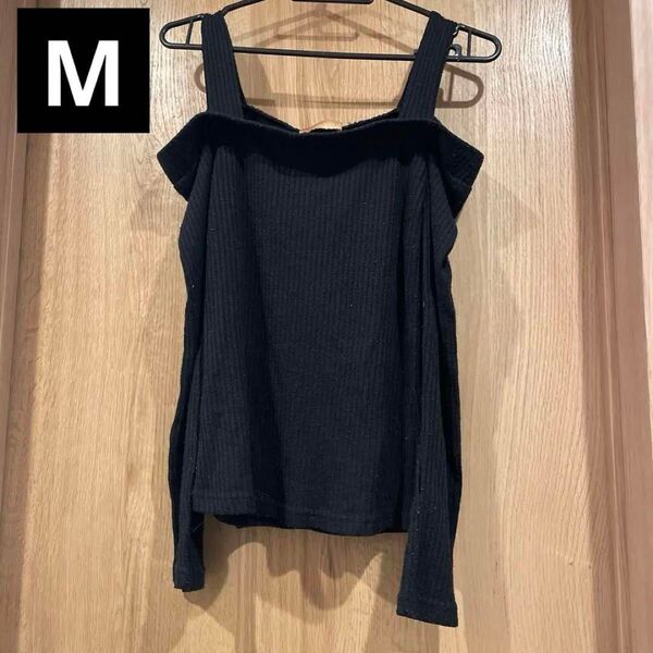 massive セクシー 可愛い 肩出しTシャツ M 黒