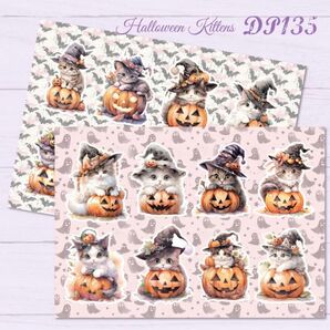 【DP135】デザインペーパー ハロウィン キャット コラージュシート