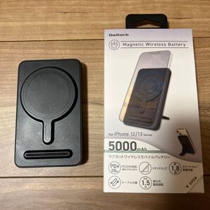 オウルテック マグネット式 ワイヤレス充電 モバイルバッテリー 5000mAhUSB Type-C スタンド付き