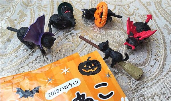2018 ふちねこ ハロウィン 全5種 ベローチェ シャノアール ノベルティ 非売品 黒猫 フィギュア