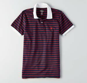 * AE アメリカンイーグル AE Striped Polo ポロシャツ S / Navy *