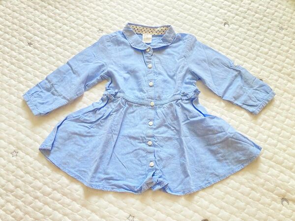 女の子服 ワンピース シャツワンピース ブラウス ベビー服 H&M 70 74