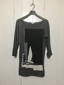 ビッグシルエット☆DIESEL ディーゼル 7分丈Tシャツ 長袖カットソー ロンT XS 全面プリント ロング丈 レディース 女性用