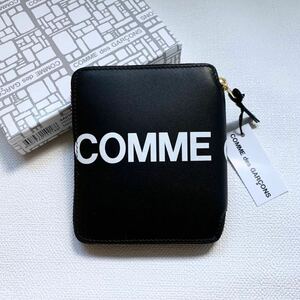 新品 コムデギャルソン HUGE LOGO ロゴ 二つ折り ジップ 財布 ウォレット SA2100HL 黒 ブラック Wallet COMME des GARCONS サイフ