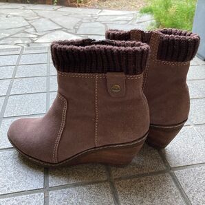 clarksクラークス ウェッジソールブーツ パープル色 訳あり