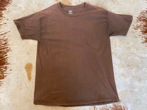 ヘインズ Hanes クルーネック Tシャツ L 茶 ブラウン 綿100% 90s アメカジ 古着 ヴィンテージ USED 中古