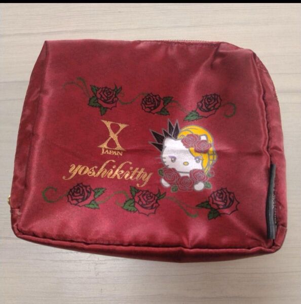yoshikiキティ ポーチ 赤、黒色セット サンリオ公認 XJAPAN yoshikiのコラボキャラクター 1番くじ