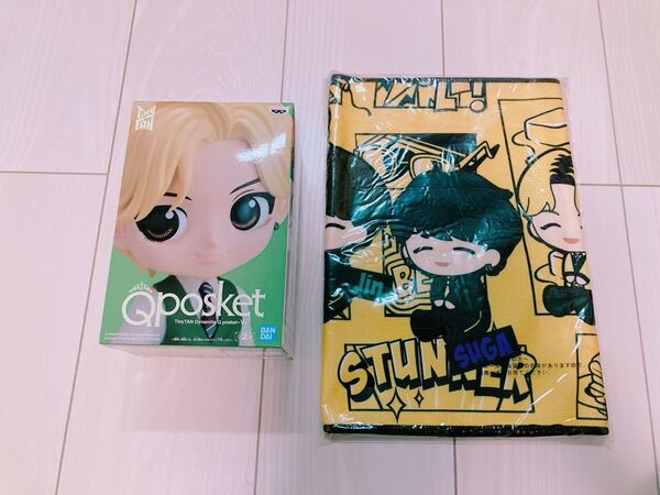値下げ BTS TinyTan DymamiteQposket V テテフィギュア&Butterマイクロファイバータオル