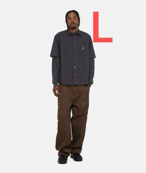 Stussy BOXY STRIPED SHIRT L 半袖シャツ ステューシー