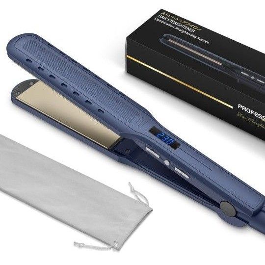 【2023新型】 ストレート ヘアアイロン プロ仕様 MAX230℃ 18段階温度調節 ストレート & カール 2way