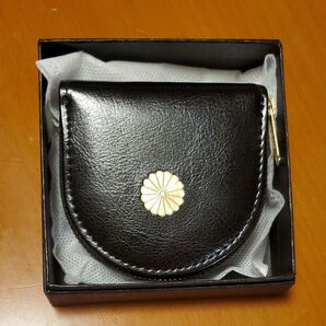 コインケース 皇居限定 菊の御紋入り馬蹄型 BLACK 黒 小銭入れ 希少 箱付き