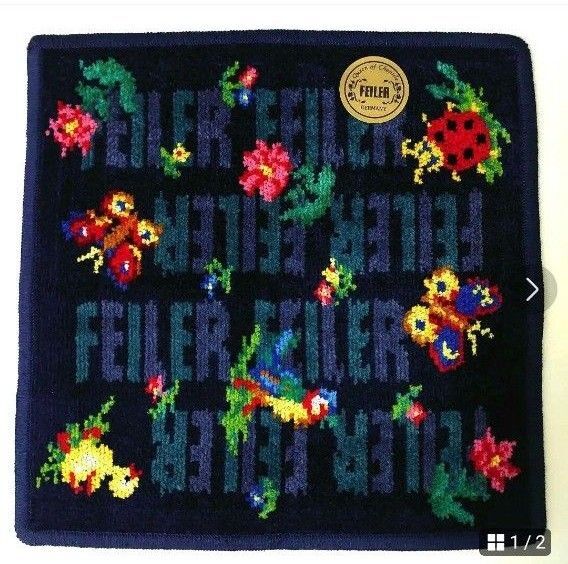 匿名配送☆新品 フェイラーアンドハイジ 旗艦店限定 ネイビー タオルハンカチ FEILER
