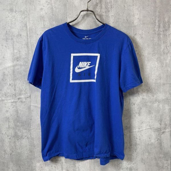 ナイキNIKE ボックスロゴ サイズL 青ブルー 半袖Tシャツ メンズ 古着