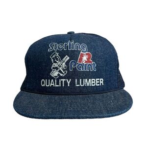 【キャップ/帽子】Sterling Paint Quality Lumber ビンテージ デニム メッシュキャップ 企業ロゴ 帽子