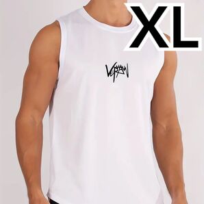 タンクトップメンズ タンクトップ トレーニング 筋トレ ホワイト XLサイズ