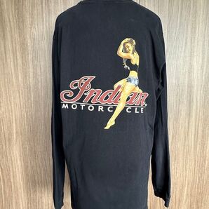インディアンモーターサイクル ビンテージ ロンT レア 長袖Tシャツ 長袖 ブラック