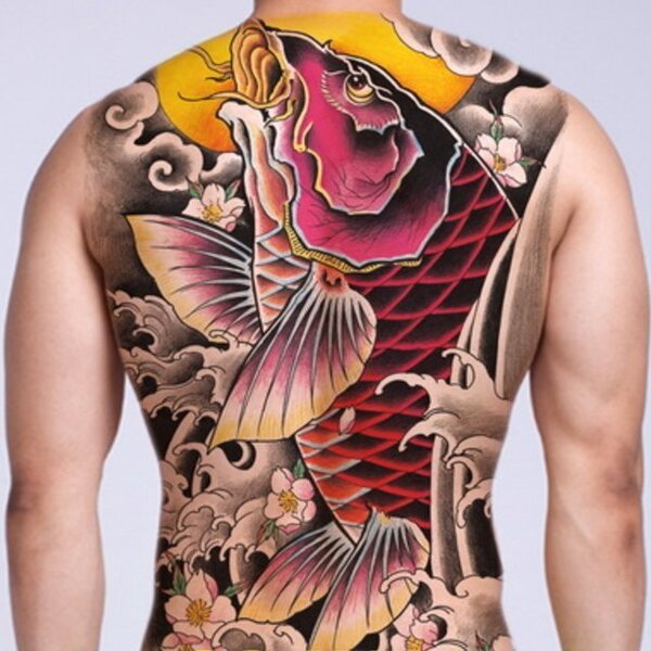 PFM 16M TATOOシール タトゥーシール 和柄 和彫り入れ墨シール 背中用入れ墨シール 簡単で長持ち イベントや動画撮影に リアルな刺青シール