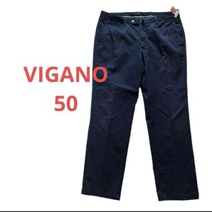 VIGANOビガーノ紺色ネイビーコットンパンツ50 チノ カジュアルパンツ