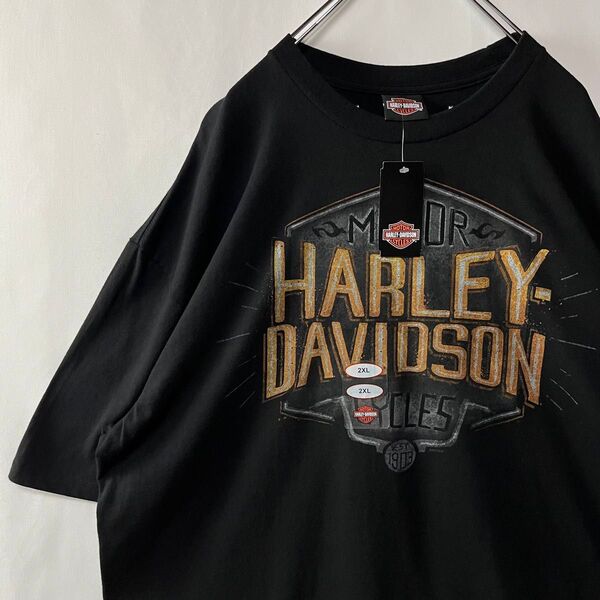 新品 ハーレーダビッドソン Tシャツ ビッグプリント 古着 2XL ブラック