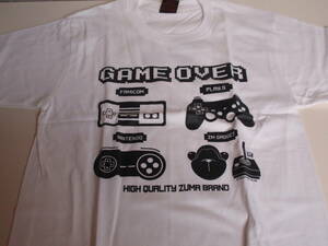 新品＆即決！おもしろTシャツ　（GAME OVER ファミコン　プレステ　スーファミ）　MサイズＲ