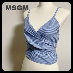 【美品】MSGM ストライプ カシュクール キャミソール バックリボン