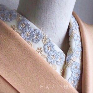 洗える刺繍半衿 銀花