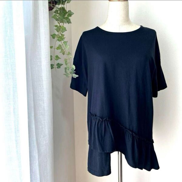☆reca☆レカ☆Tシャツ カットソー チュニック 黒 ブラック M フリー