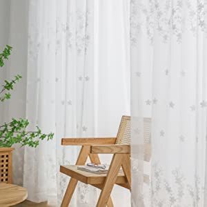 【2枚入り】(横幅150cm×193cm) Ponoa(ポノア) 刺繍 花柄 レースカーテン おしゃれ かわいい 西洋風 北欧 ヨーロッパ風 花ボイル