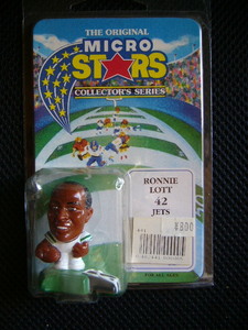 НФЛ Американский футбольный футбольный футбольный фигура Micro Stars Series Ronnie Lott 42 Jets Family Storage не используется