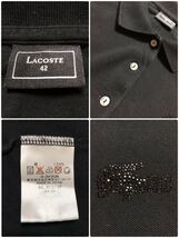 LACOSTE ラコステ レディース 鹿の子 ポロシャツ ラインストーン ロゴ トップス サイズ42 半袖 ブラック ファブリカ 日本製 PF028P_画像5