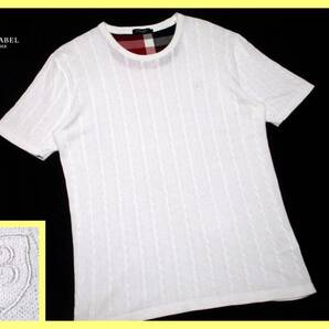 極美品 M(2) ブラックレーベルクレストブリッジ BLACK LABEL CRESTBRIDGE ニットカットソー CBチェック ケーブル編み 即決送料無料