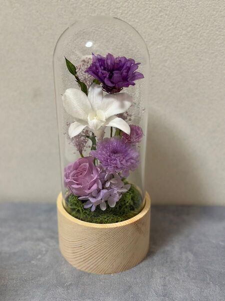 プリザーブドフラワー御供えの花 ガラスドーム