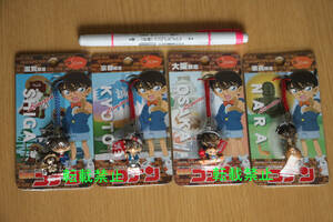 32-81▲名探偵コナン▲「ご当地ストラップ根付け」【滋賀】信楽たぬき　【京都】新撰組　【大阪】たこ焼き　【奈良】鹿と大仏