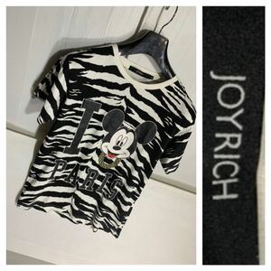 JOYRICH Joy Ricci × DISNEY Disney Grace art Works Mickey Mouse Zebra pattern I Mickey PARIS short sleeves T-shirt white × black S