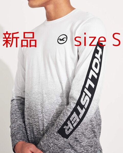 新品 正規品 ブラックグラデーションプリントロゴ 長袖Tシャツ S