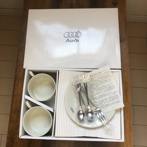  box attaching unused * Audi Audi original . plate * glass * spoon * Fork 10 set * dining set not for sale Novelty -*