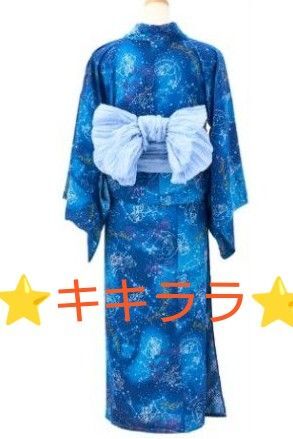 浴衣 キキララ リトルツインスターズ 5点セット 帯 巾着 コインケース 財布 小銭入れ サンリオ 青