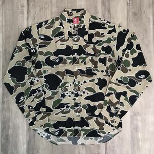 * beautiful goods * sta camo long sleeve shirt green L size a bathing ape bape psyche Ape Bape A Bathing Ape rhinoceros ke the first period camouflage nigo